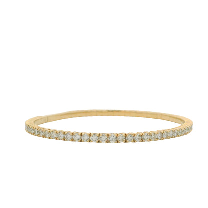 14K Yellow Gold Natural Round Brilliant Cut Diamond Bangle Bracelet