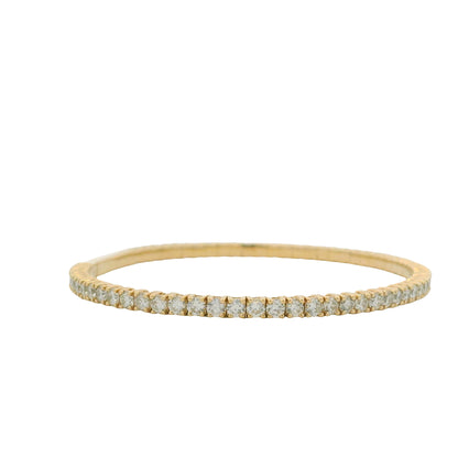 14K Yellow Gold Natural Round Brilliant Cut Diamond Bangle Bracelet
