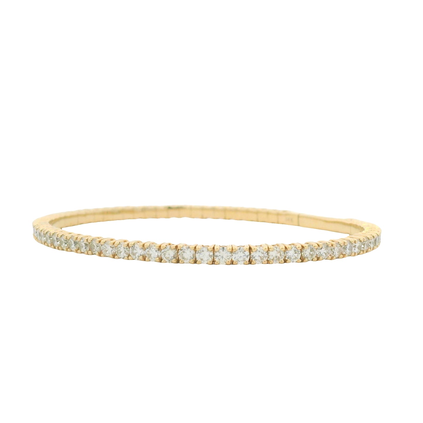 14K Yellow Gold Natural Round Brilliant Cut Diamond Bangle Bracelet