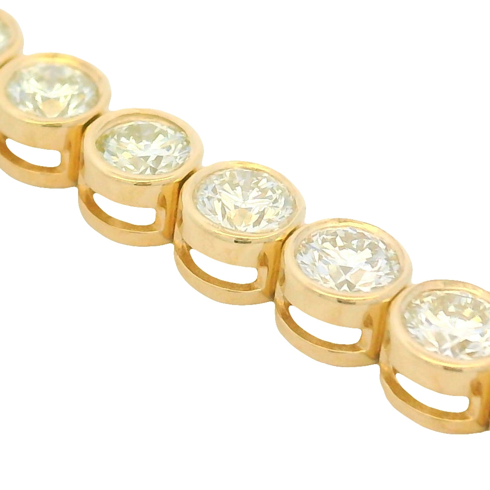 14K Yellow Gold Natural Round Brilliant Cut Diamond Bezel-Set Tennis Bracelet