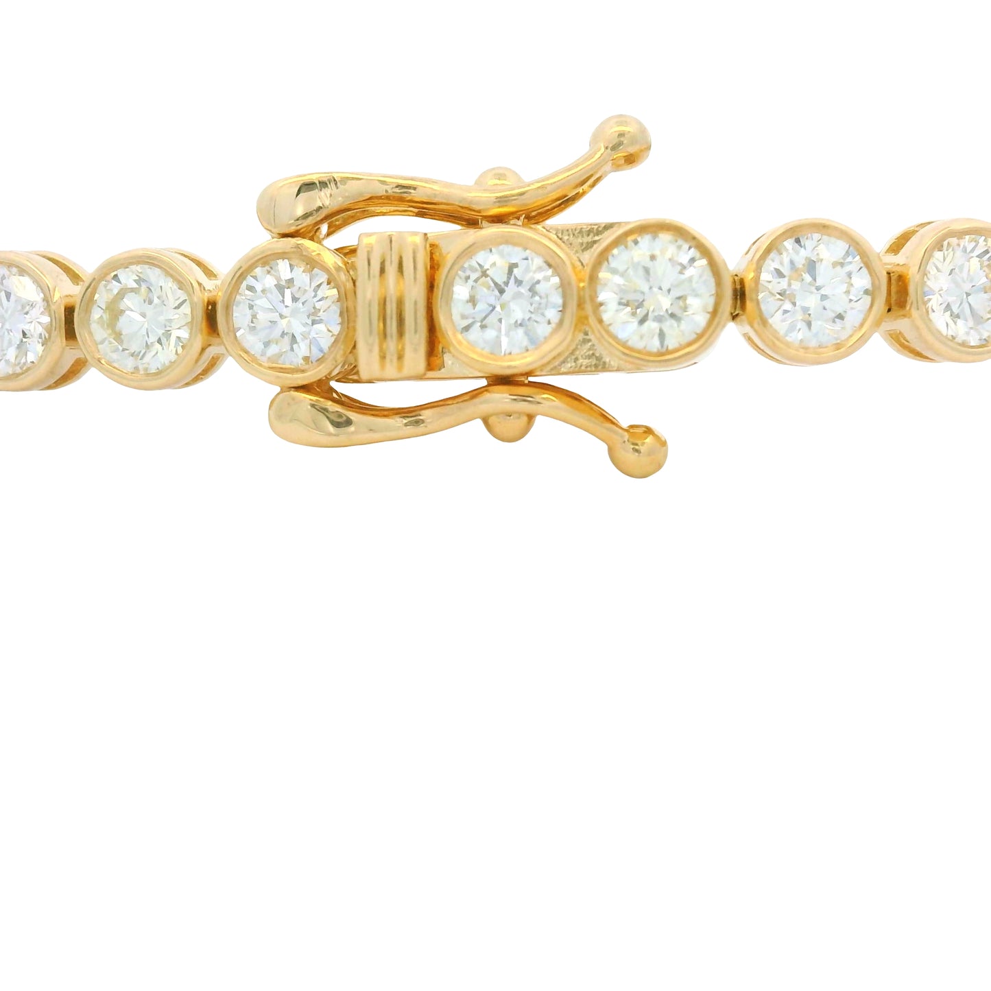 14K Yellow Gold Natural Round Brilliant Cut Diamond Bezel-Set Tennis Bracelet