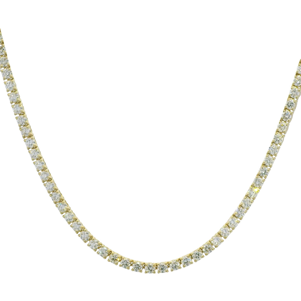 14k Yellow Gold Natural 8.60 Carat Round Brilliant Cut Diamond Tennis Necklace — product photo 1