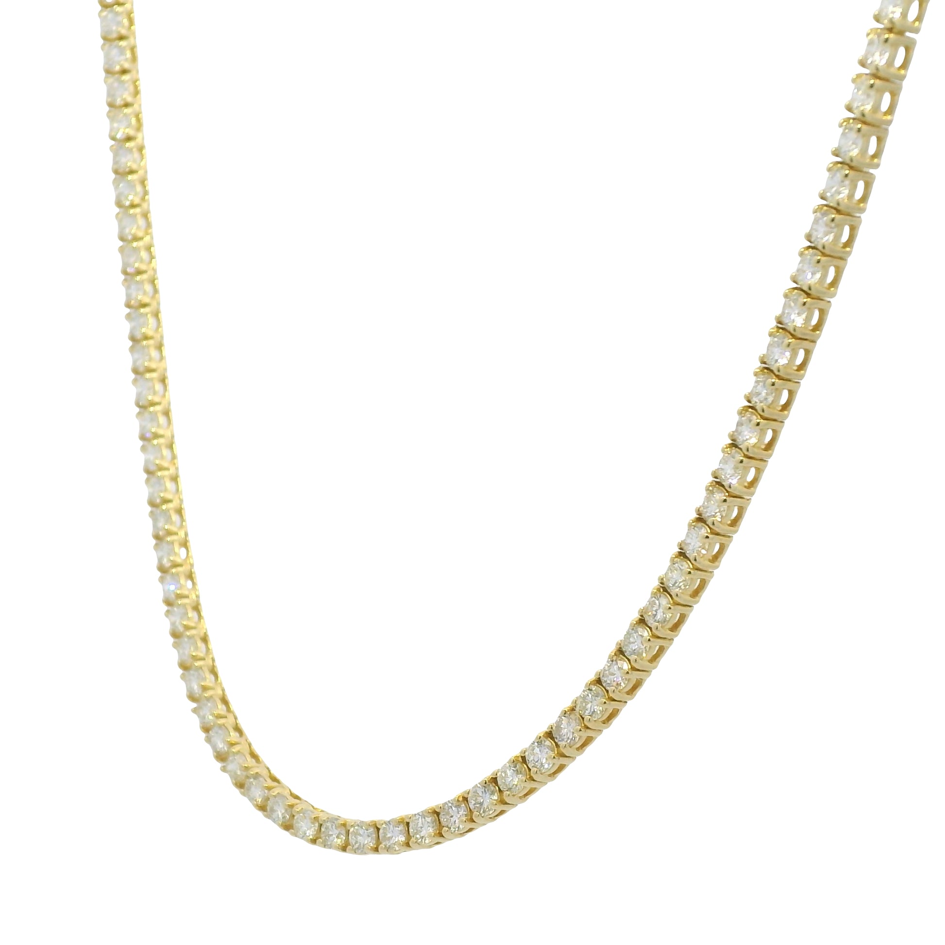14K Yellow Gold Natural Diamonds Tennis Necklace 8.60 Cwt.