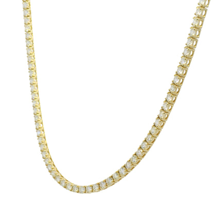 14k Yellow Gold Natural 8.60 Carat Round Brilliant Cut Diamond Tennis Necklace