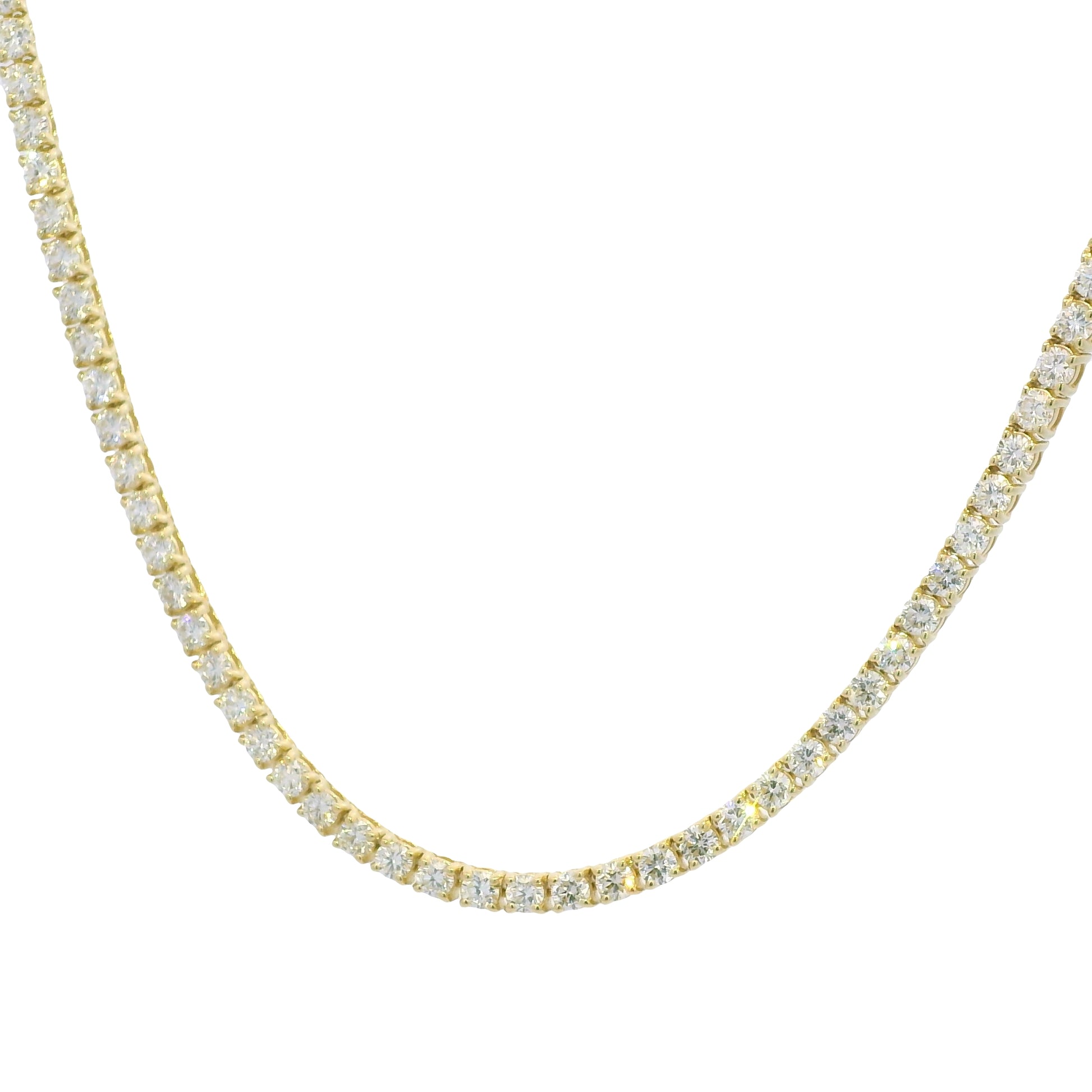 14K Yellow Gold Natural Diamonds Tennis Necklace 8.60 Cwt.