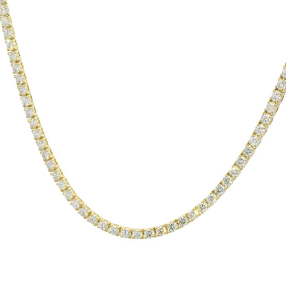 14k Yellow Gold Natural 8.60 Carat Round Brilliant Cut Diamond Tennis Necklace