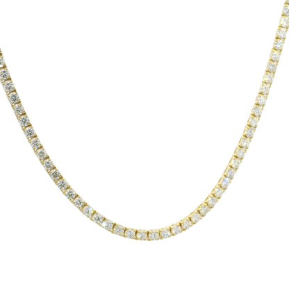 14k Yellow Gold Natural 8.60 Carat Round Brilliant Cut Diamond Tennis Necklace