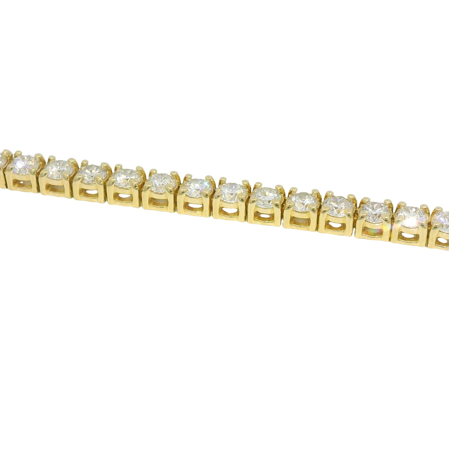 14k Yellow Gold Natural 8.60 Carat Round Brilliant Cut Diamond Tennis Necklace