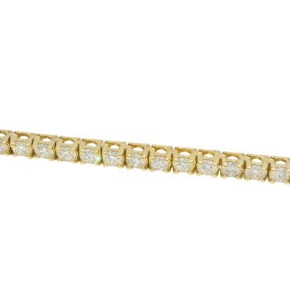 14k Yellow Gold Natural 8.60 Carat Round Brilliant Cut Diamond Tennis Necklace
