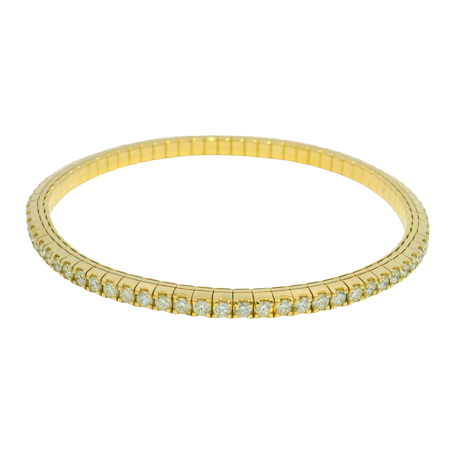 14kt Yellow Gold Flexible Diamond Bangle Bracelet 3.32Ctw