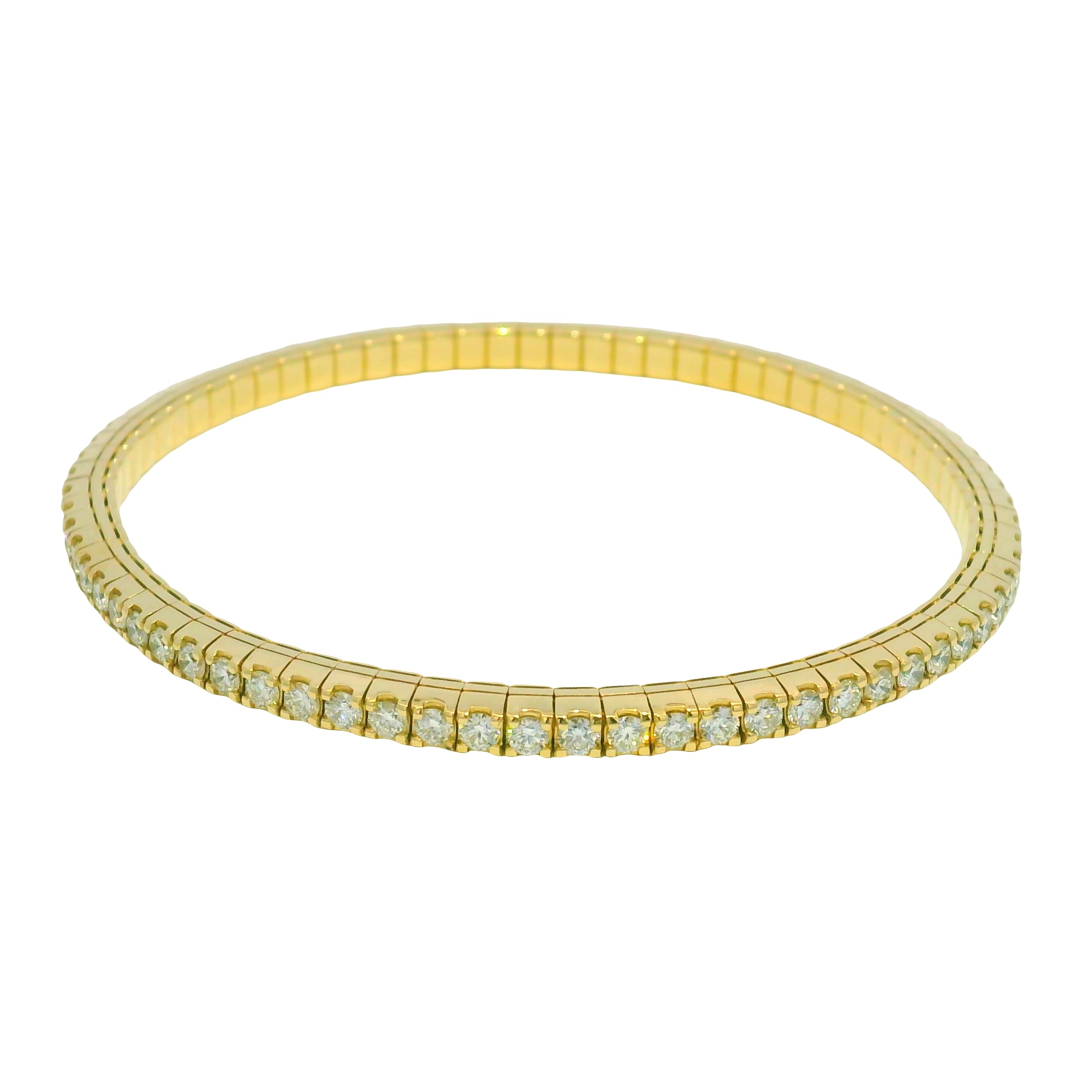 14kt Yellow Gold Flexible Diamond Bangle Bracelet 3.32Ctw