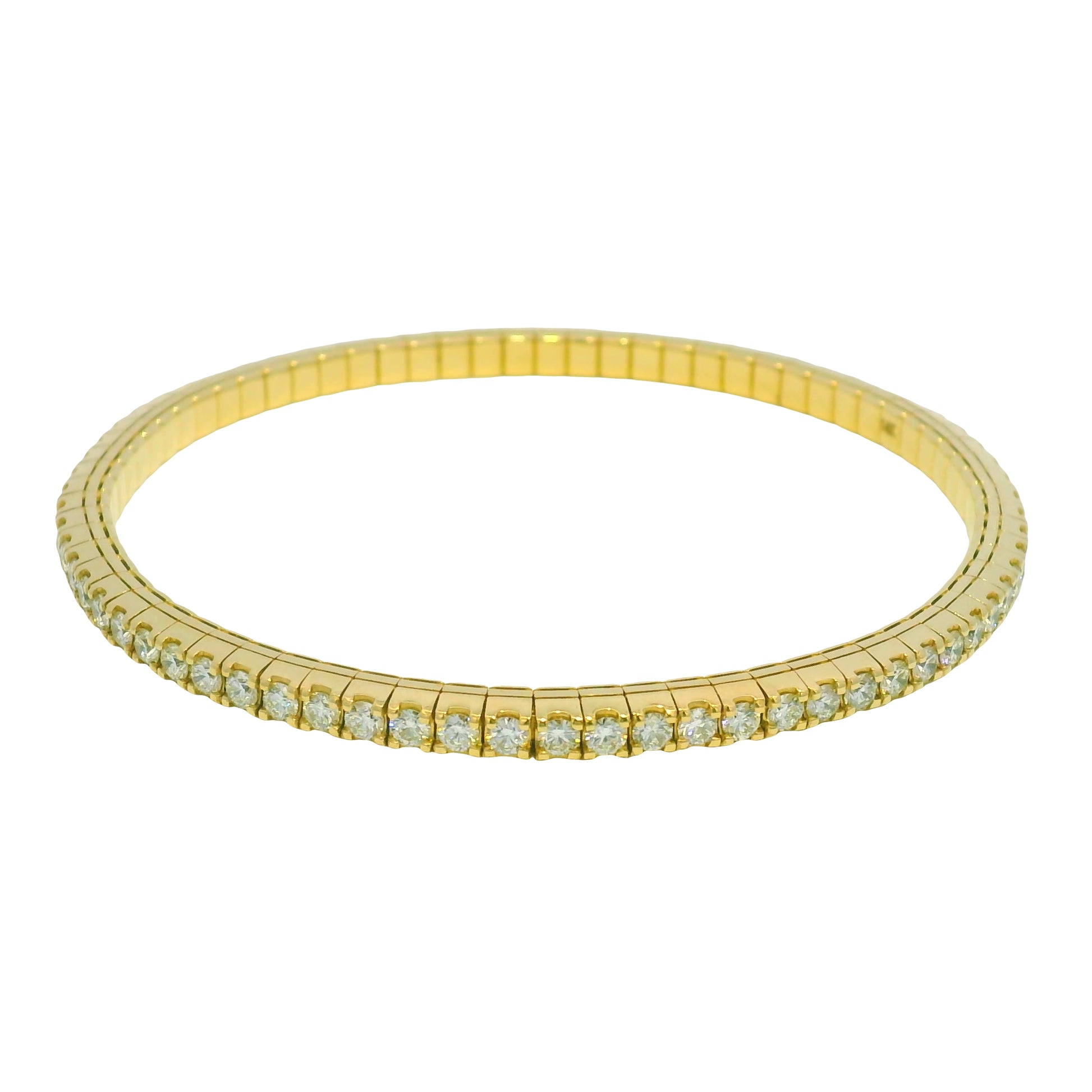 14kt Yellow Gold Flexible Diamond Bangle Bracelet 3.32Ctw