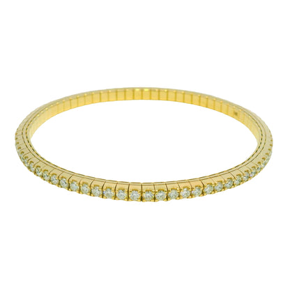 14kt Yellow Gold Flexible Diamond Bangle Bracelet 3.32Ctw