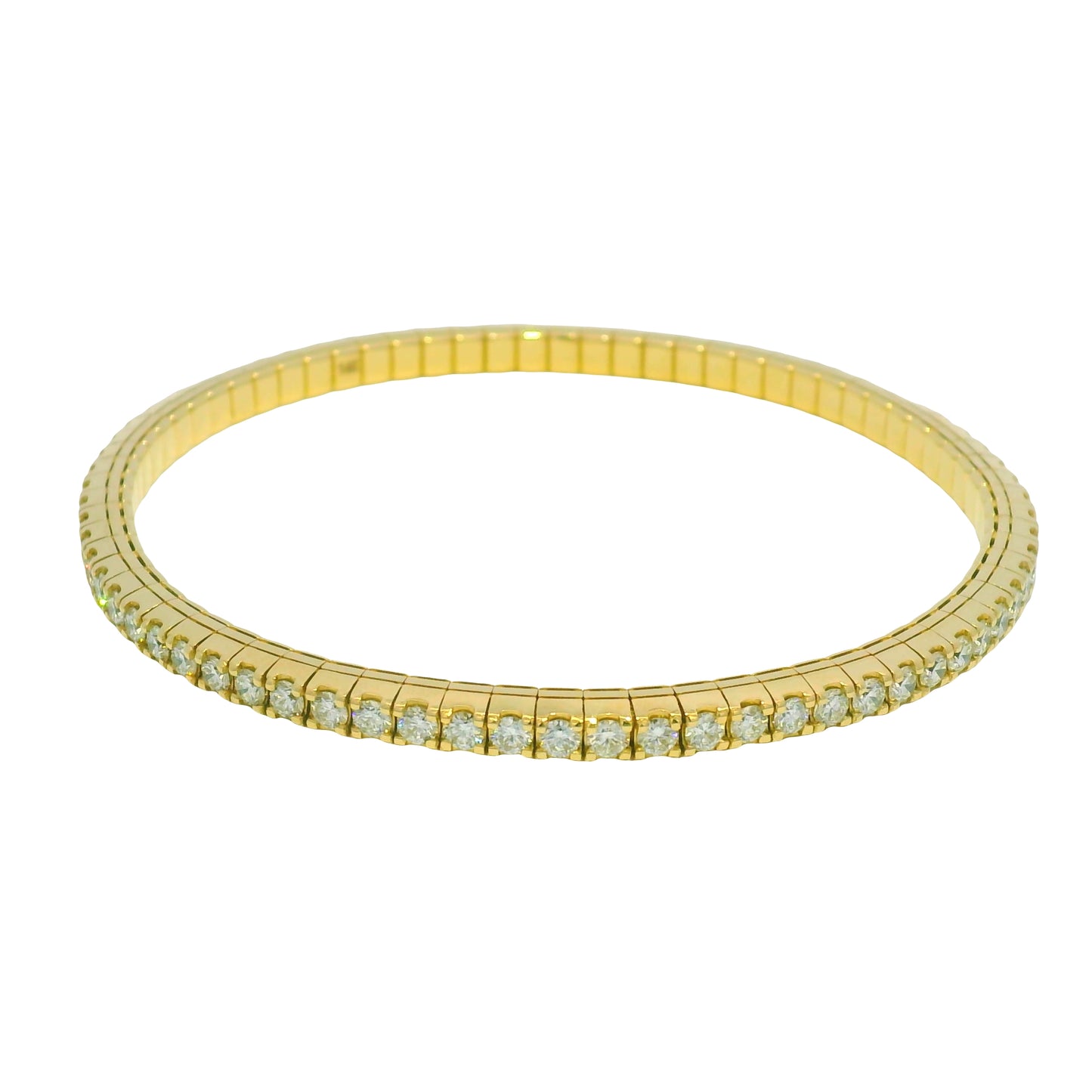 14kt Yellow Gold Flexible Diamond Bangle Bracelet 3.32Ctw