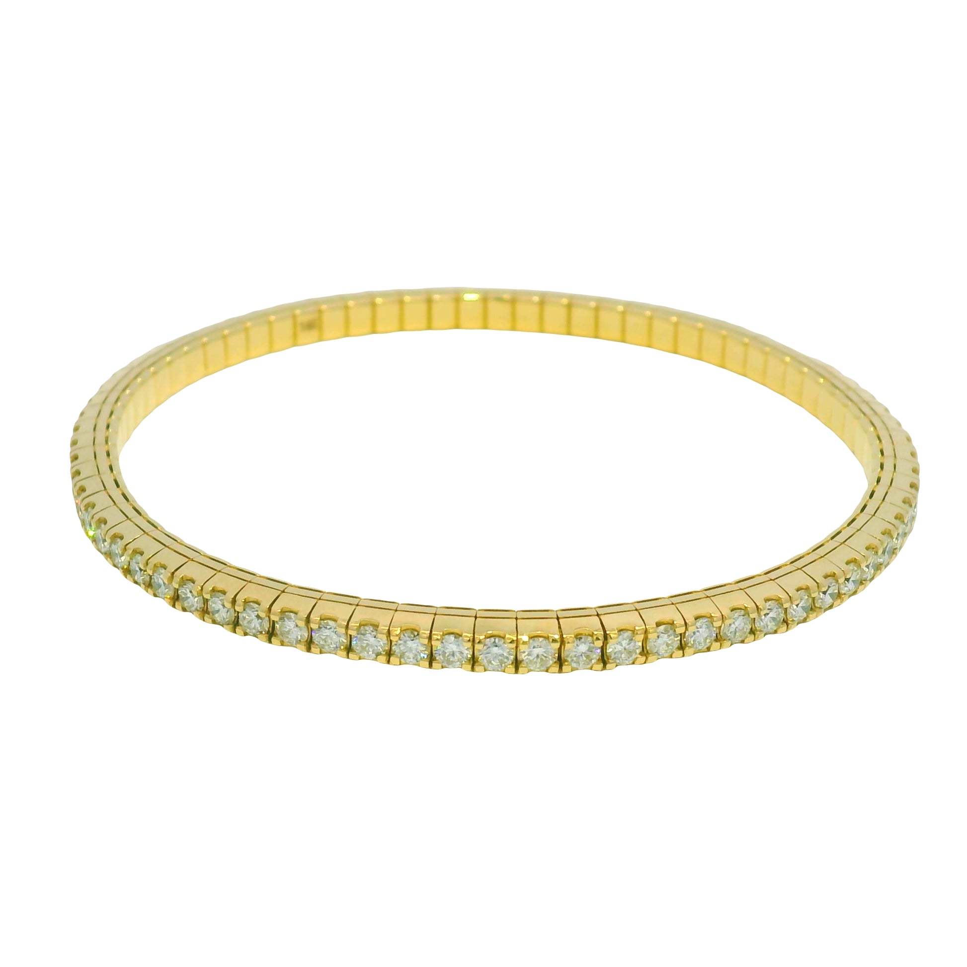 14kt Yellow Gold Flexible Diamond Bangle Bracelet 3.32Ctw
