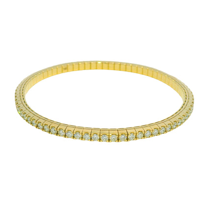 14kt Yellow Gold Flexible Diamond Bangle Bracelet 3.32Ctw
