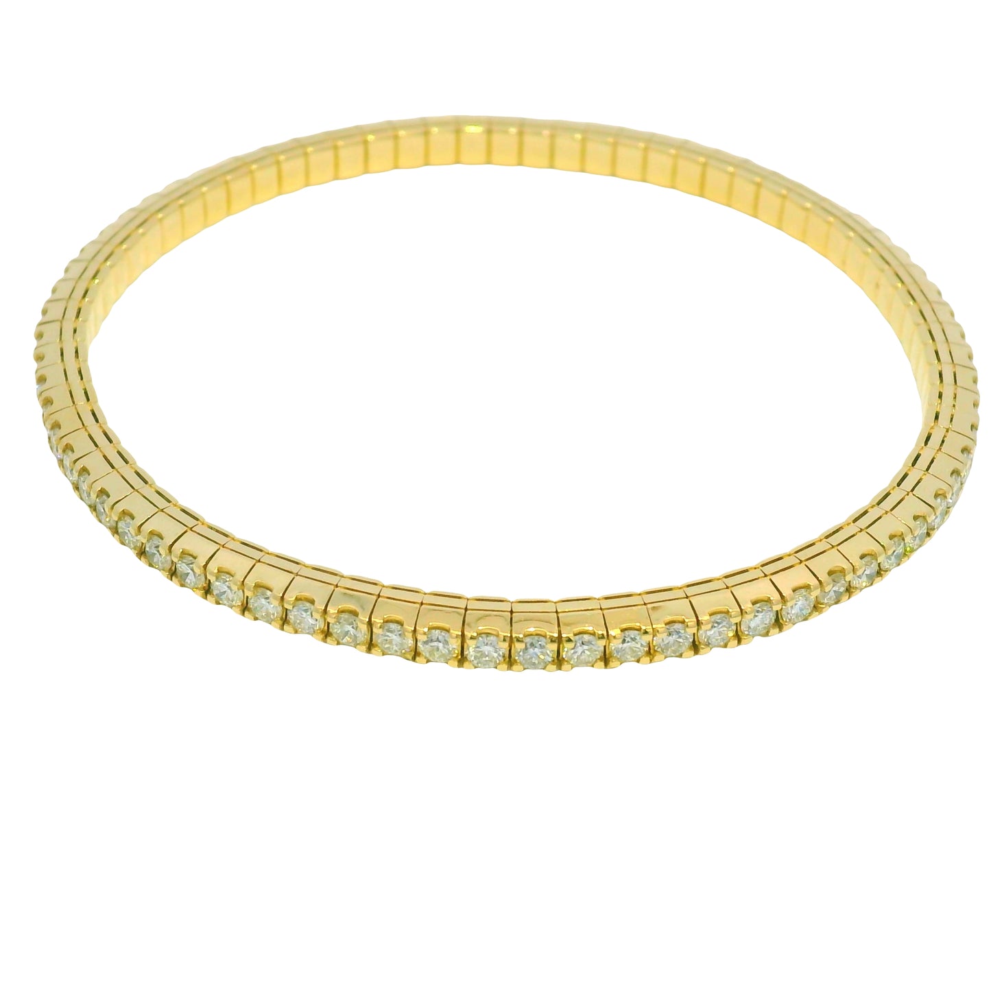 14kt Yellow Gold Flexible Diamond Bangle Bracelet 3.32Ctw