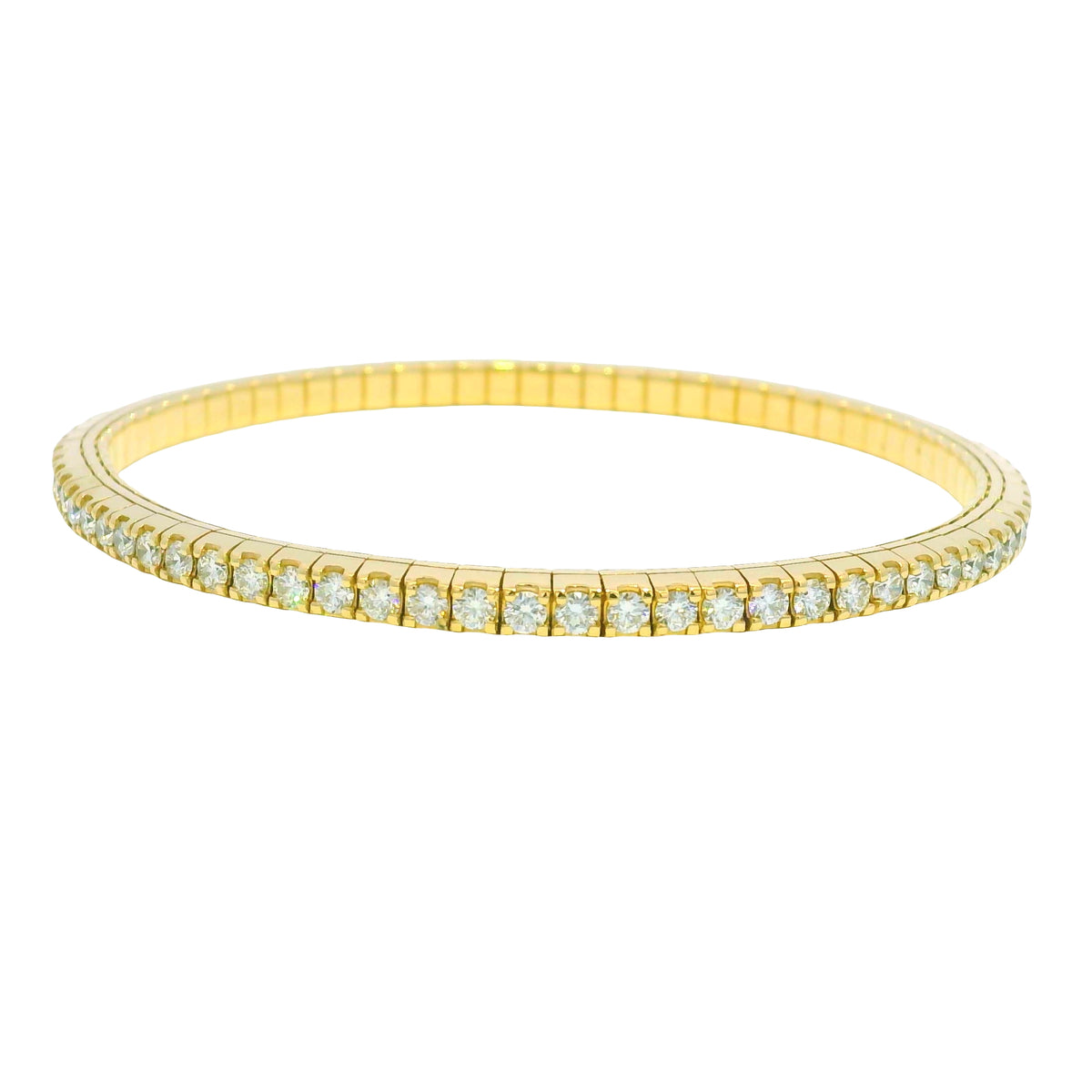 14kt Yellow Gold Flexible Diamond Bangle Bracelet 3.32Ctw