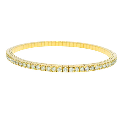14kt Yellow Gold Flexible Diamond Bangle Bracelet 3.32Ctw