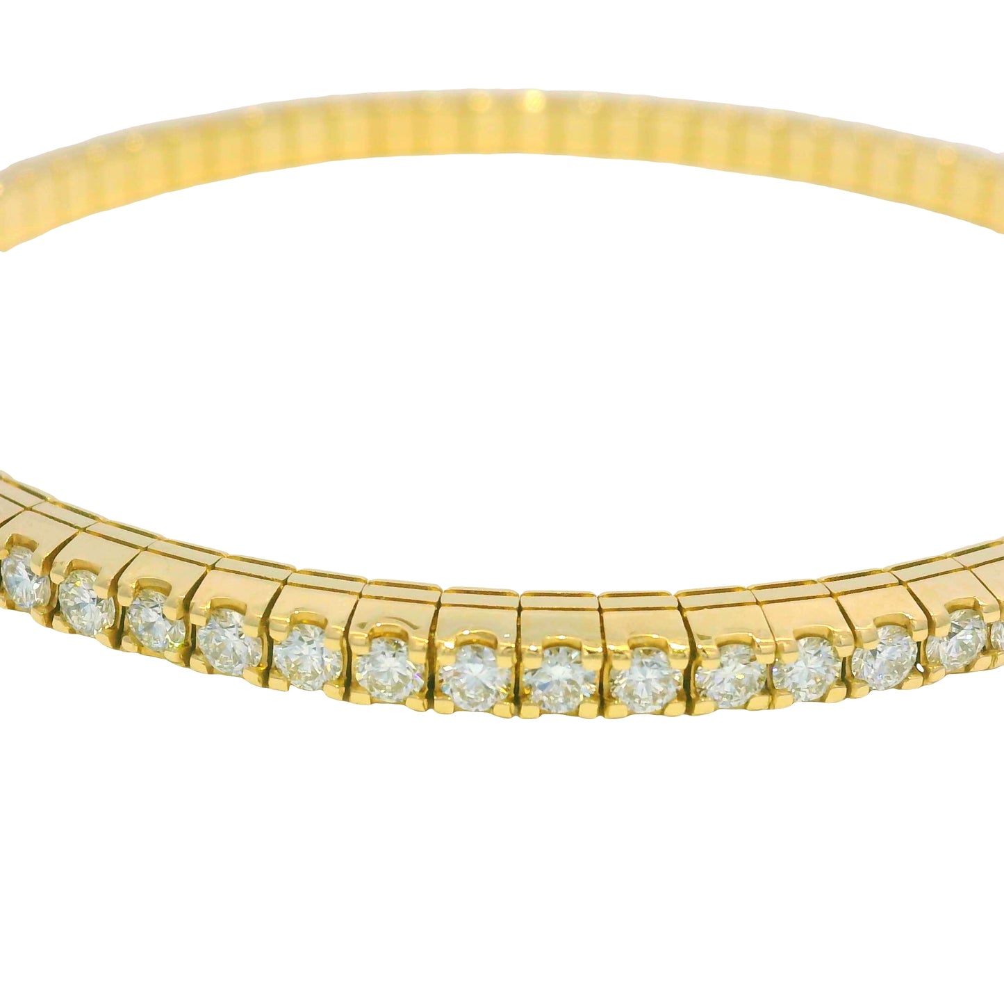 14kt Yellow Gold Flexible Diamond Bangle Bracelet 3.32Ctw