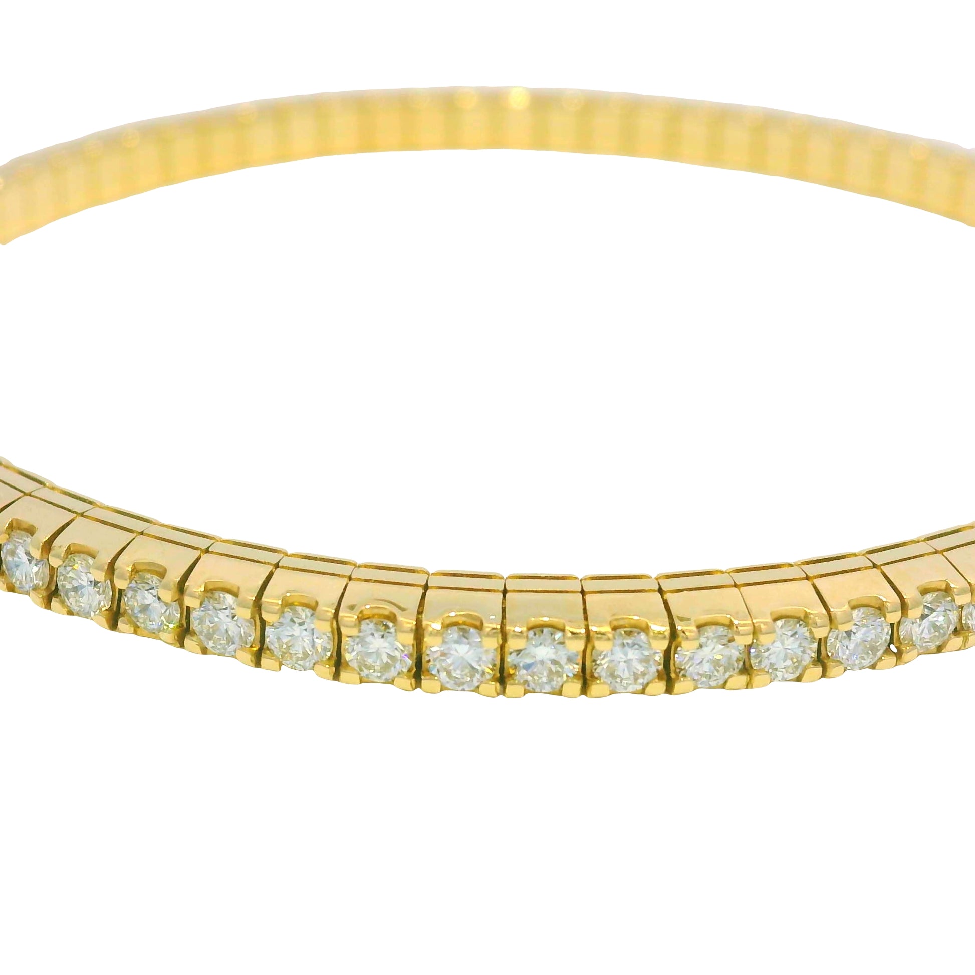 14kt Yellow Gold Flexible Diamond Bangle Bracelet 3.32Ctw
