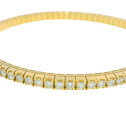 14kt Yellow Gold Flexible Diamond Bangle Bracelet 3.32Ctw