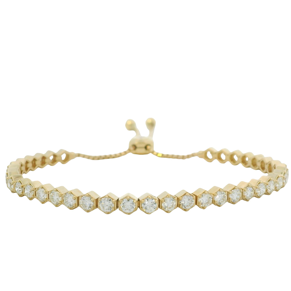14kt Yellow Gold Natural Diamond Toggle Tennis Bracelet 2.96Ctw&nbsp;
