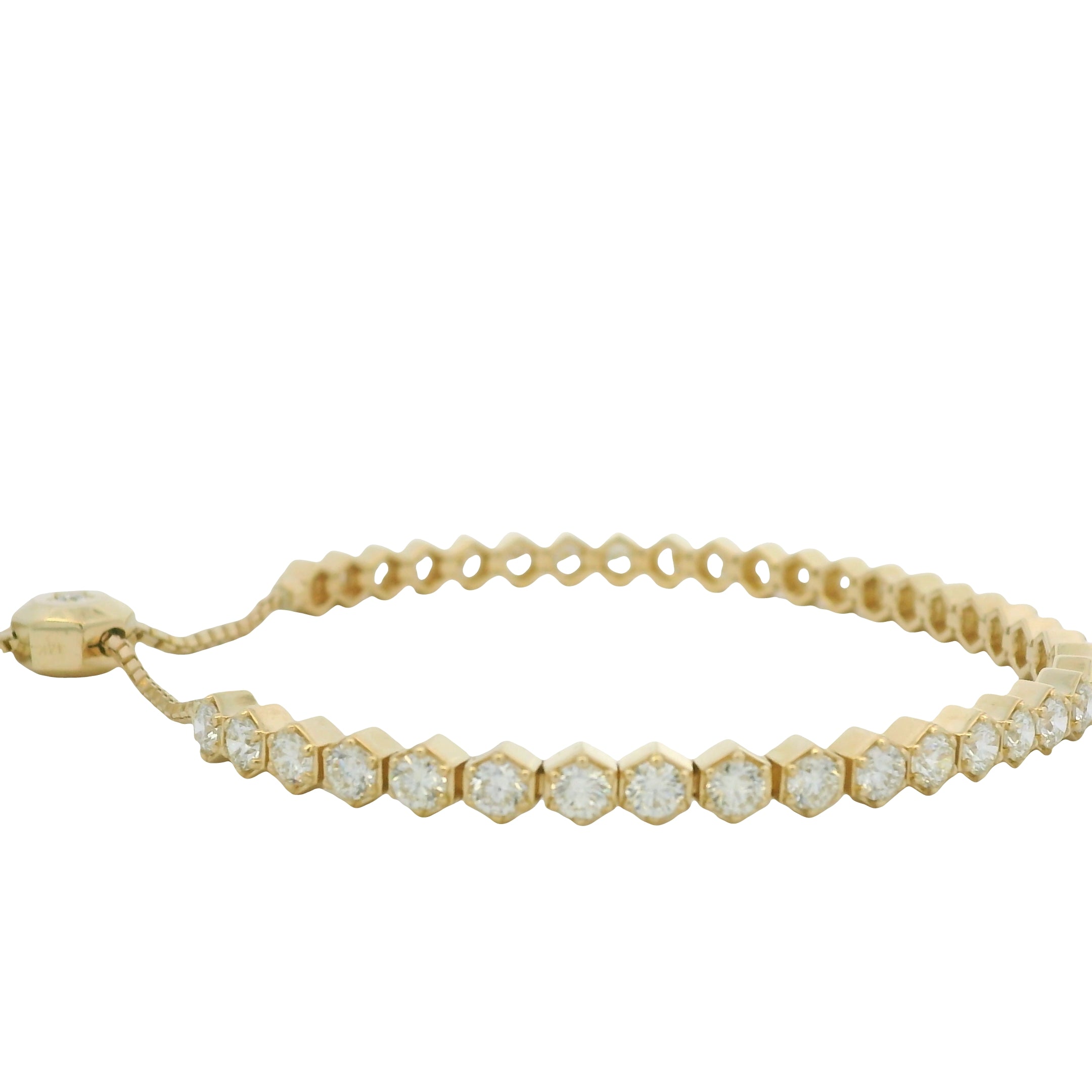 14kt Yellow Gold Natural Diamond Toggle Tennis Bracelet 2.96Ctw&nbsp;
