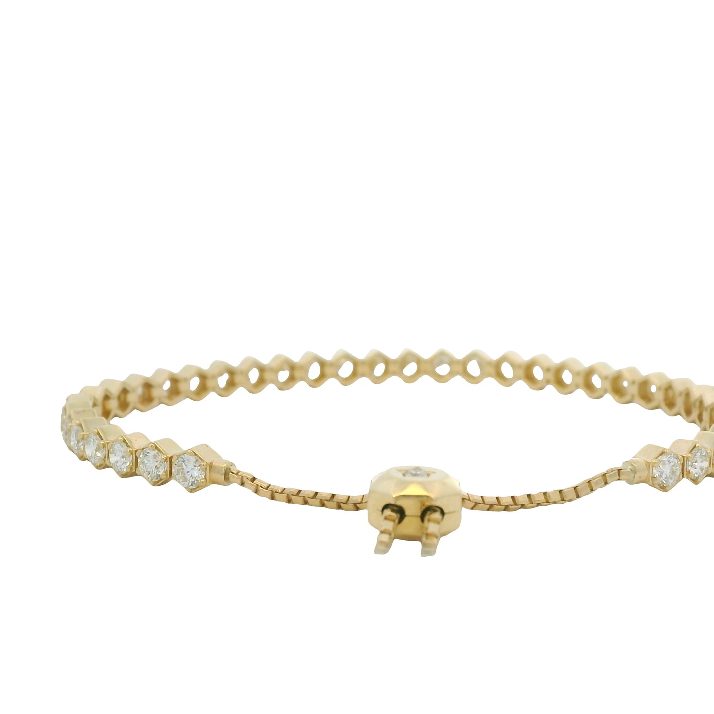 14kt Yellow Gold Natural Diamond Toggle Tennis Bracelet 2.96Ctw&nbsp;