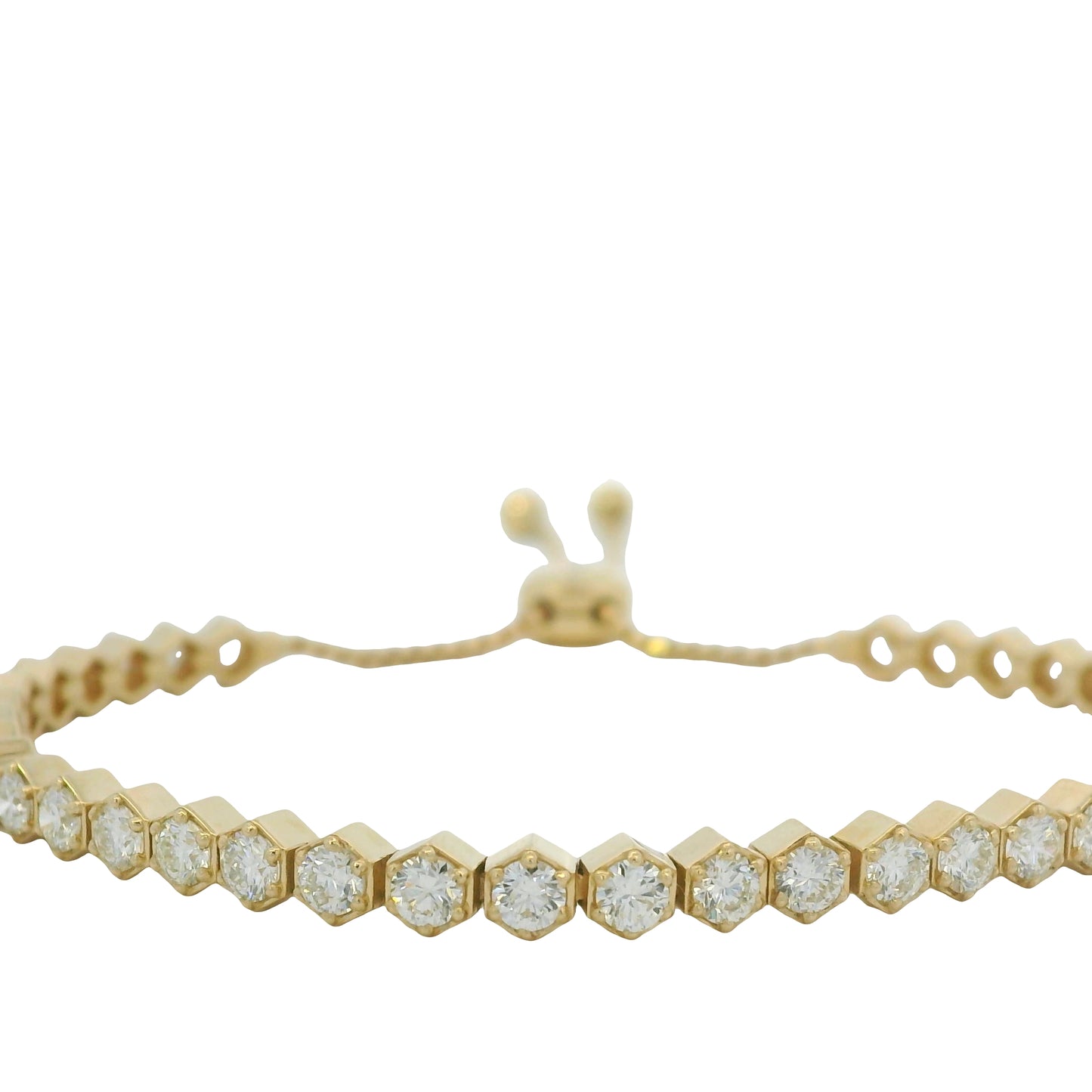 14kt Yellow Gold Natural Diamond Toggle Tennis Bracelet 2.96Ctw&nbsp;