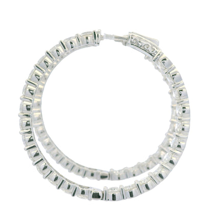 14K White Gold Natural 11.72 Cwt Diamond inside and out Hoop Earrings