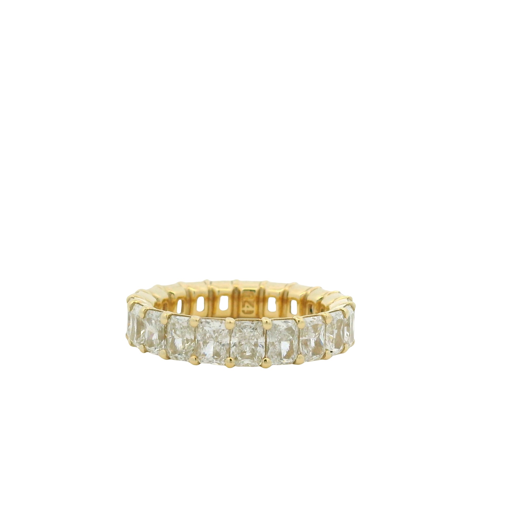 14K Yellow Gold Natural Radiant Cut Diamond Prong Set Eternity Ring