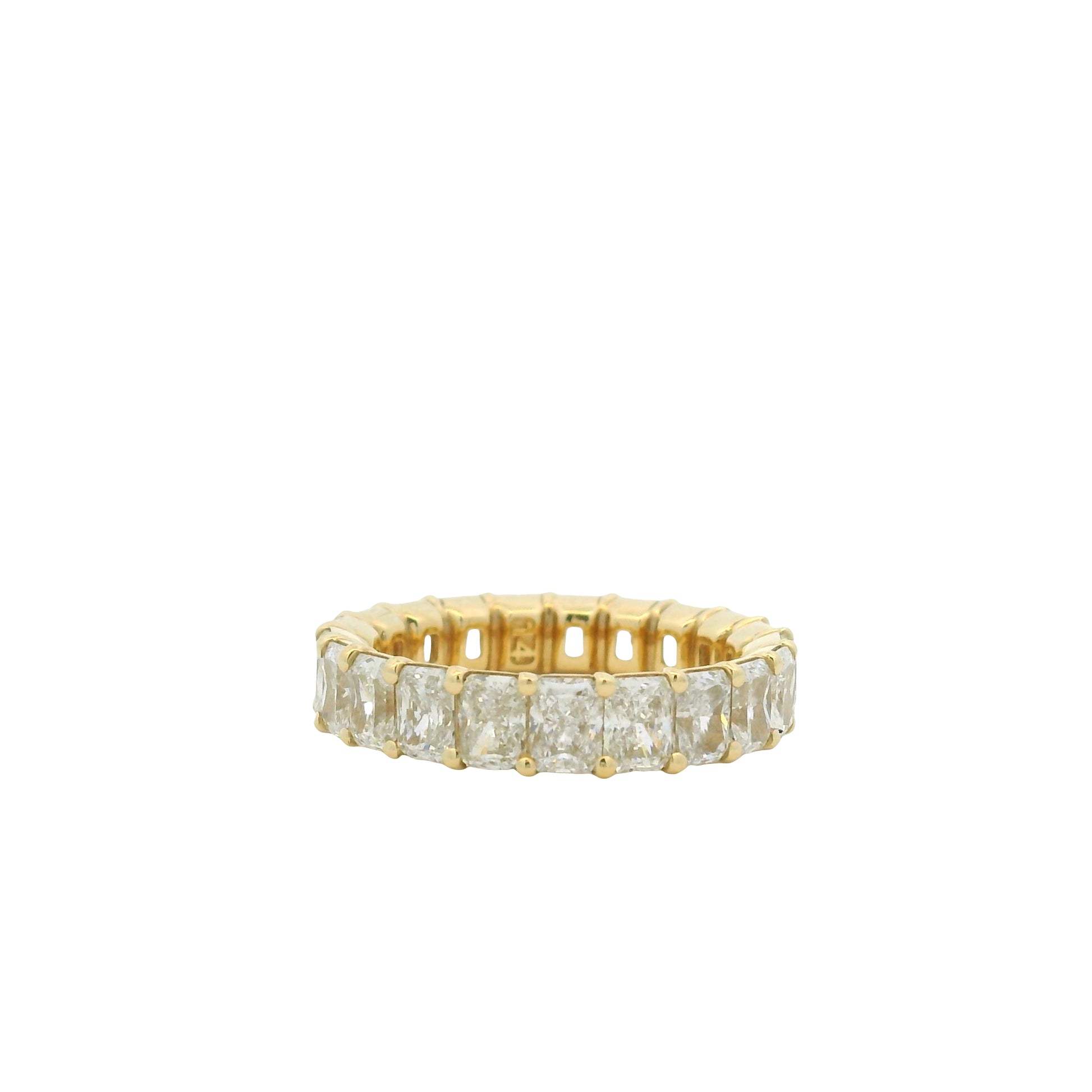 14K Yellow Gold Natural Radiant Cut Diamond Prong Set Eternity Ring