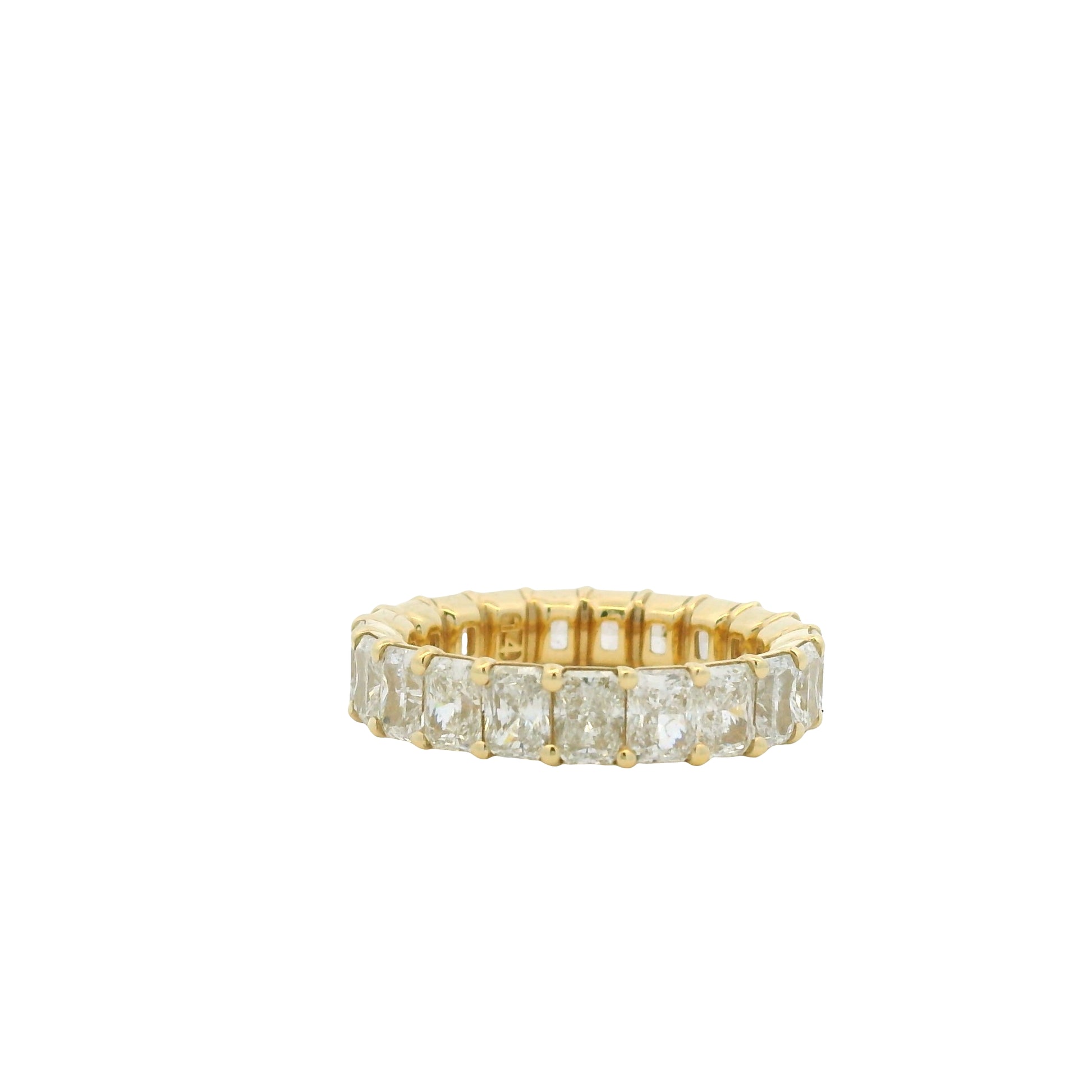 14K Yellow Gold Natural Radiant Cut Diamond Prong Set Eternity Ring