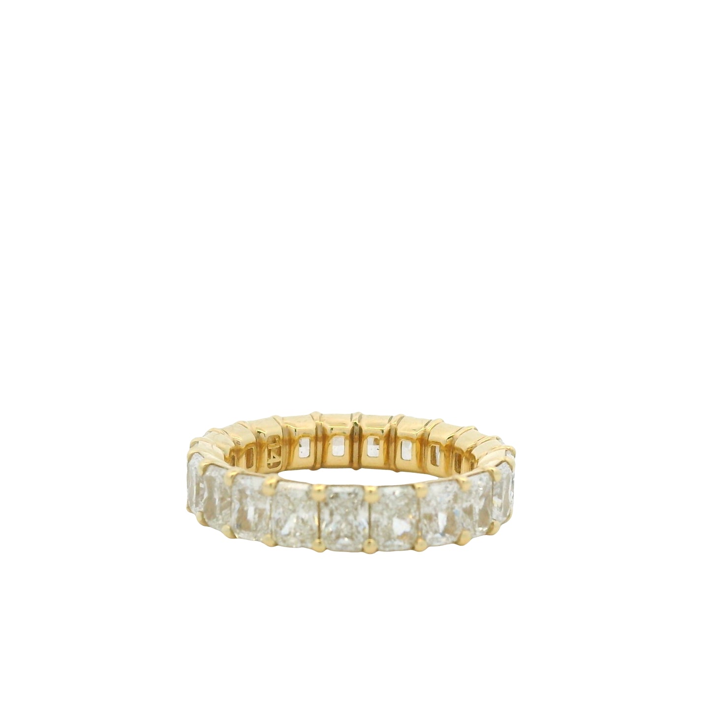 14K Yellow Gold Natural Radiant Cut Diamond Prong Set Eternity Ring