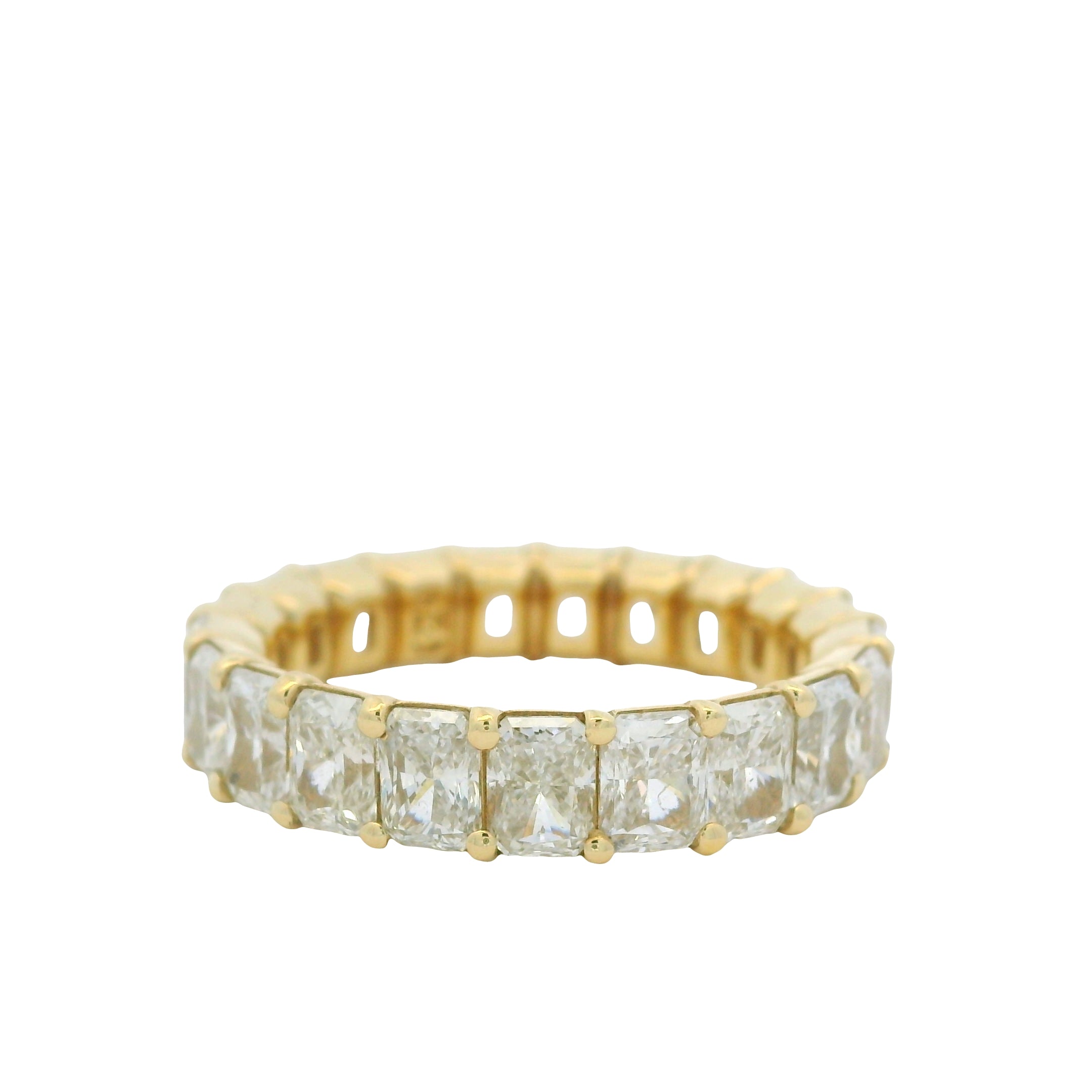 14K Yellow Gold Natural Radiant Cut Diamond Prong Set Eternity Ring