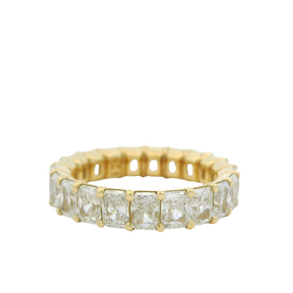 14K Yellow Gold Natural Radiant Cut Diamond Prong Set Eternity Ring