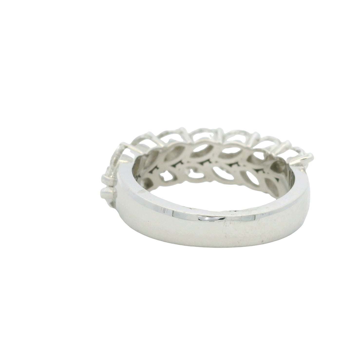 18K White gold Natural 3.32 Carat Marquise Cut Diamond Half- Way Two Row Ring
