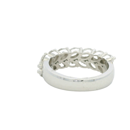 18K White gold Natural 3.32 Carat Marquise Cut Diamond Half- Way Two Row Ring