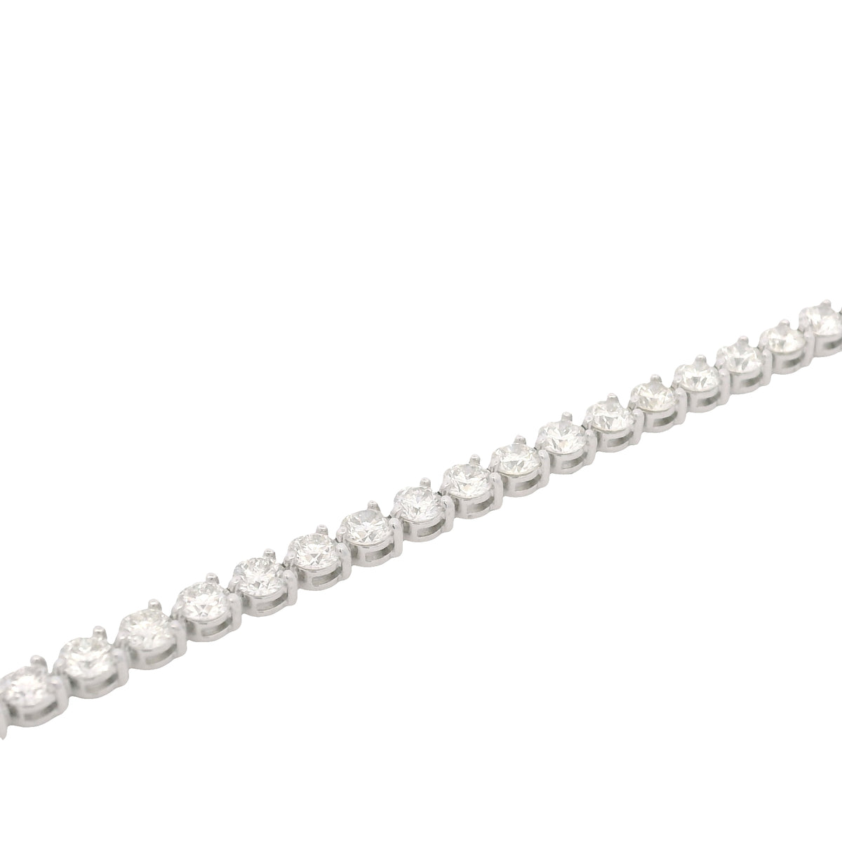 14K White Gold Natural Round Brilliant Cut Diamond 3-Prong Tennis Bracelet