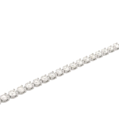 14K White Gold Natural Round Brilliant Cut Diamond 3-Prong Tennis Bracelet