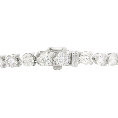 14K White Gold Natural Round Brilliant Cut Diamond 3-Prong Tennis Bracelet