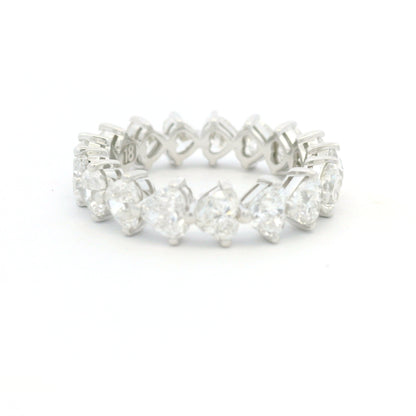 18K White Gold Natural 4.25 Carat Heart Shape Cut Diamond Eternity Band