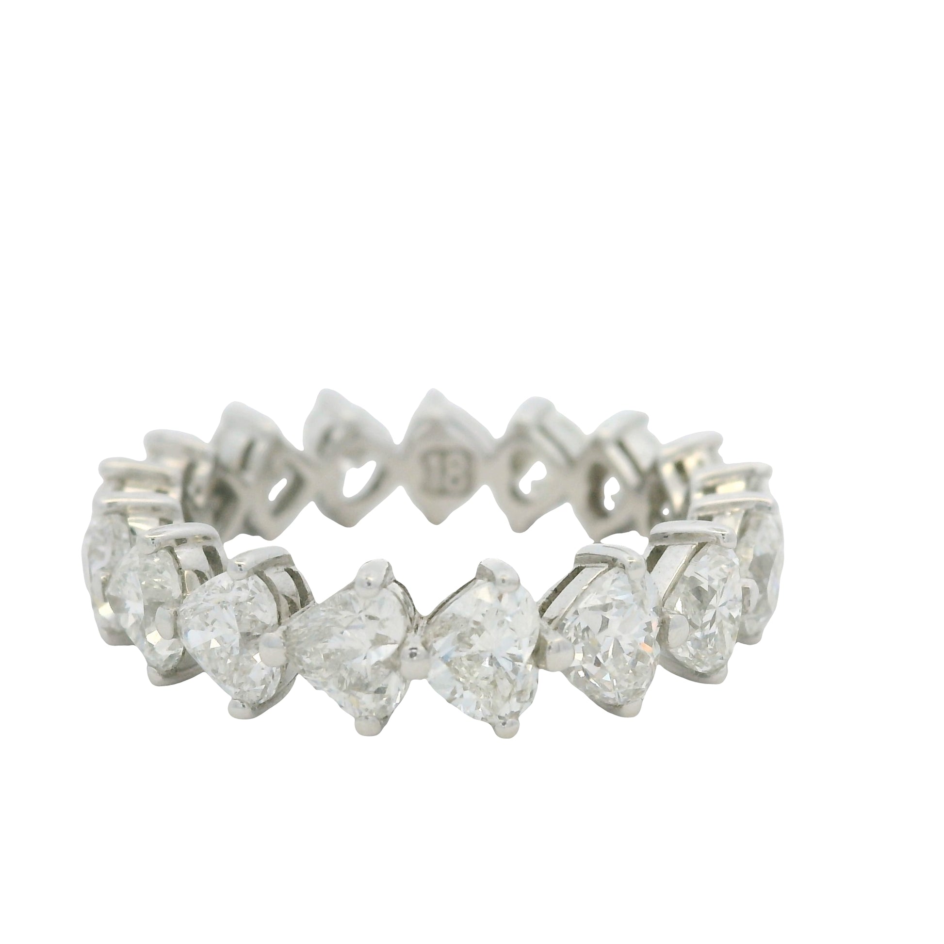 18K White Gold Natural 4.25 Carat Heart Shape Cut Diamond Eternity Band