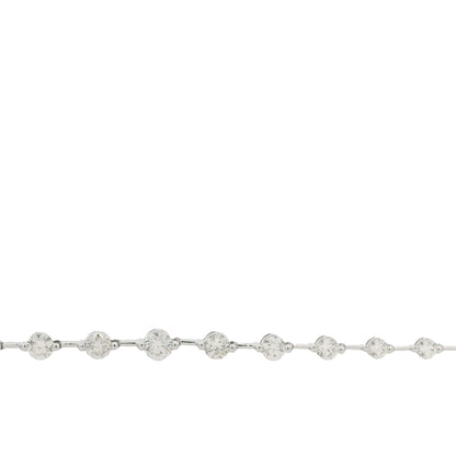 18K White Gold Natural Round Brilliant Cut Diamond Prong Set Bar Tennis Necklace
