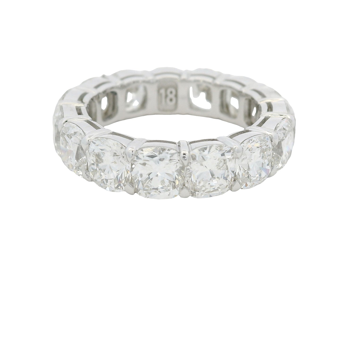 18K White gold Natural Cushion Cut Diamond Eternity Band