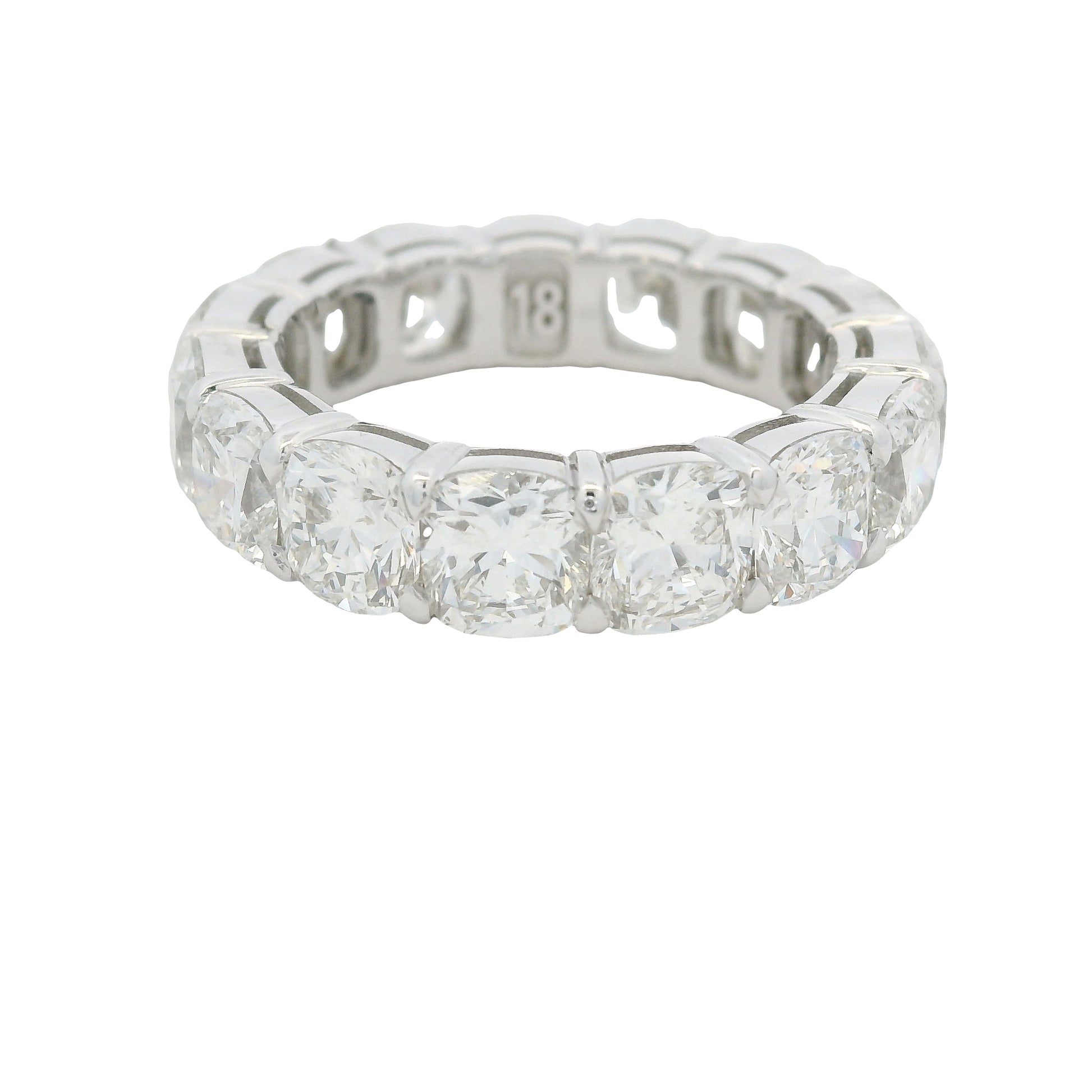 18K White gold Natural Cushion Cut Diamond Eternity Band