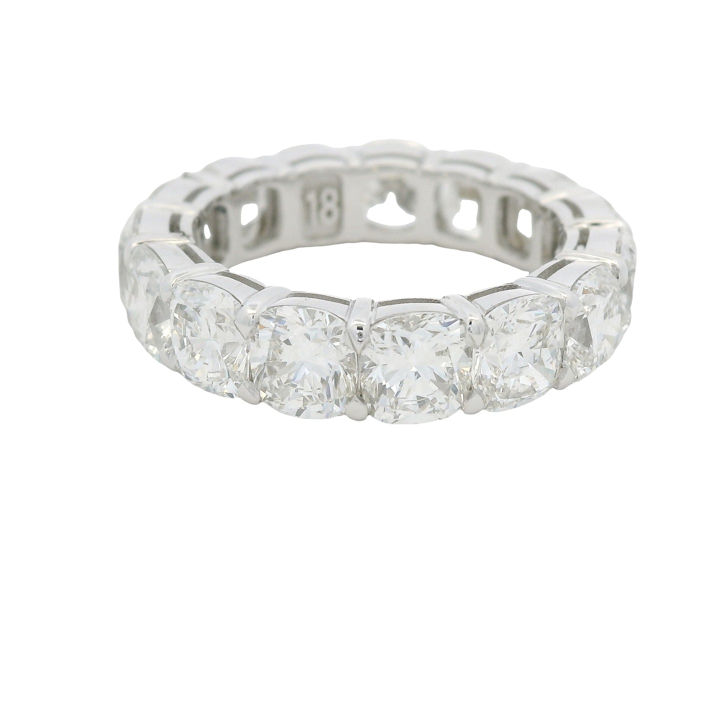18K White gold Natural Cushion Cut Diamond Eternity Band
