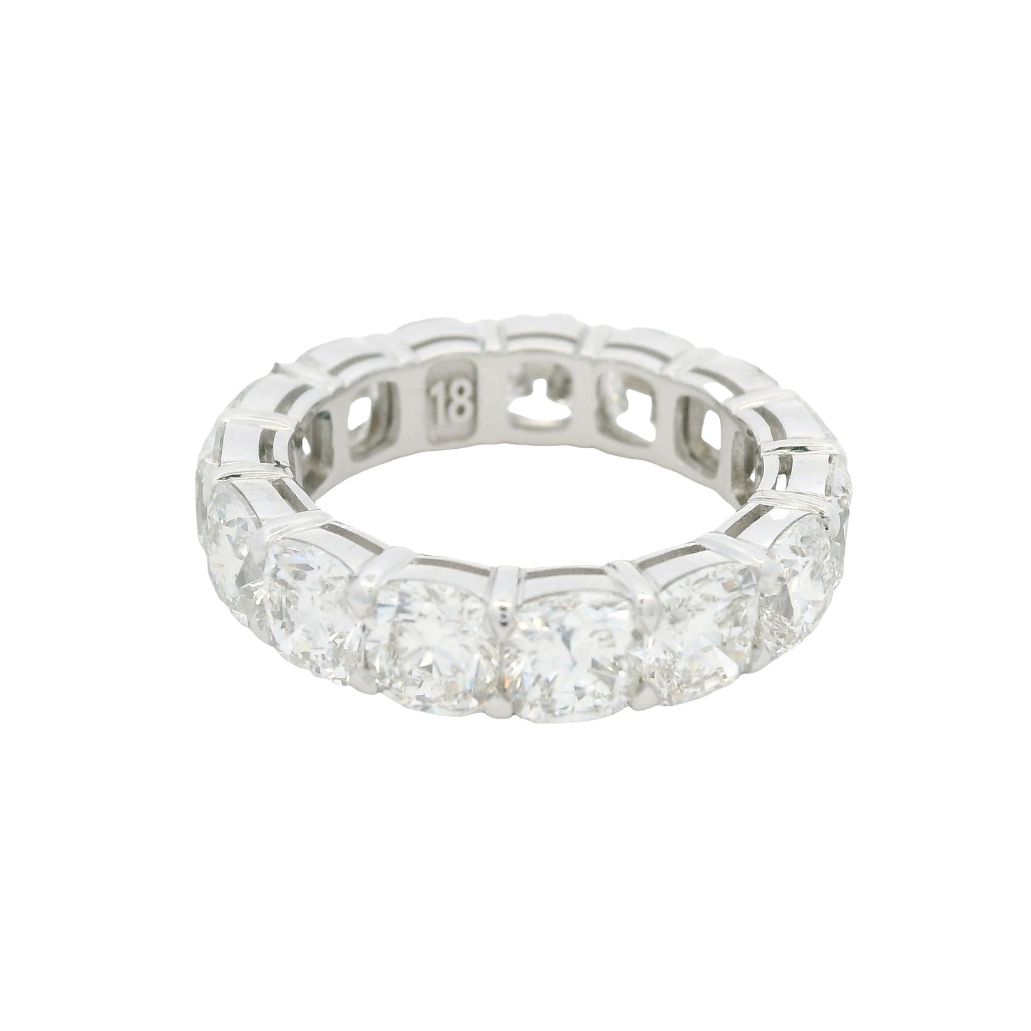 18K White gold Natural Cushion Cut Diamond Eternity Band
