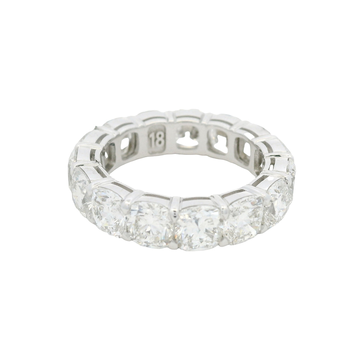 18K White gold Natural Cushion Cut Diamond Eternity Band